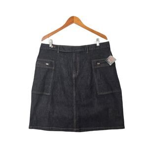 NWT Y2K Emergency Exit Denim Mini Skirt Juniors Plus 19 Stretch Dark Wash